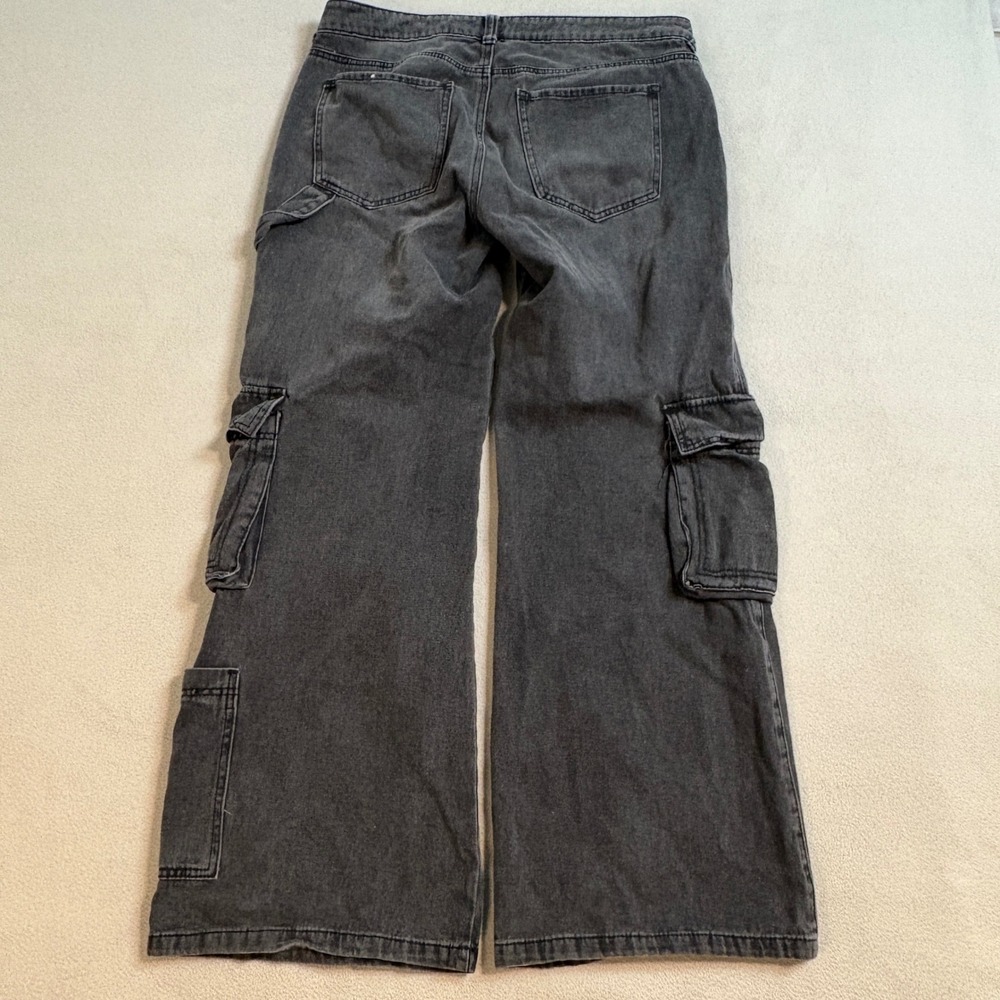 GEMMA RAE Womens Black Wash Wide Leg Cargo Jeans Size 13/31 - Picture 2 of 8